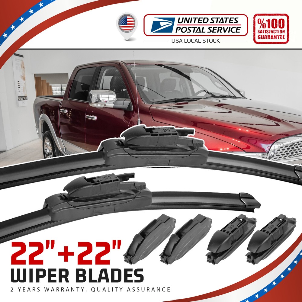 Pack (2) for Chevrolet Silverado 1999-2023 22"+22" Front Windshield Wiper Blade
