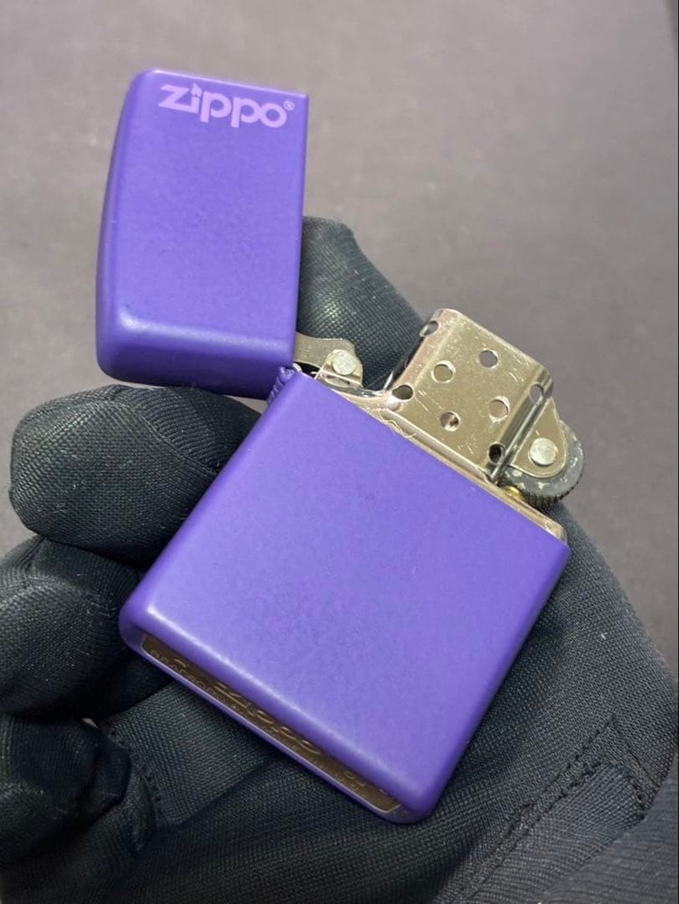 Zippo Purple Simple Model One Sided Processing Lighter Regular Japan