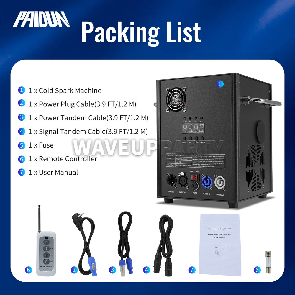 PAIDUN 750W Cold Spark Machine Firework Effect Wedding DJ Event Stage Equipment