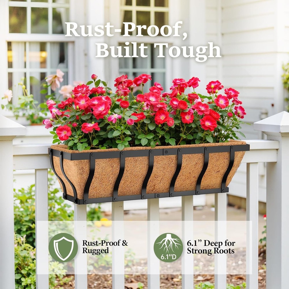 Railing Planter Boxes Heavy Duty Window Box Planters Adjustable Balcony Planters