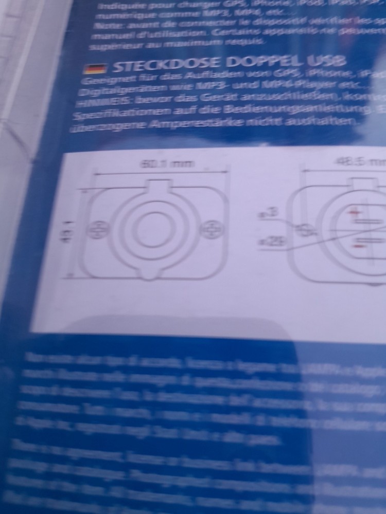 Double USB Socket Lampa Ext-8 Flush Mount 12/24V