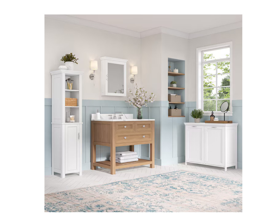 RiverRidge Somerset Surface White Mirrored Rectangle Soft Close Medicine Cabinet