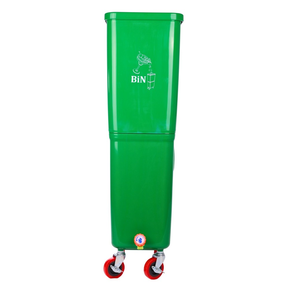 Green Drink Dump Bin w/ Wheels – Dual Compartment Liquid & Trash Disposal