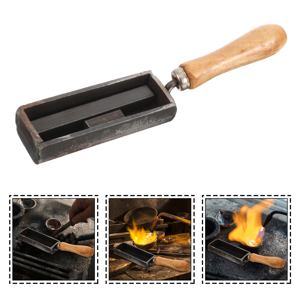 1 Set Strip Shape Iron Ingot Mold Casting Mold For Melting Refining With Handle