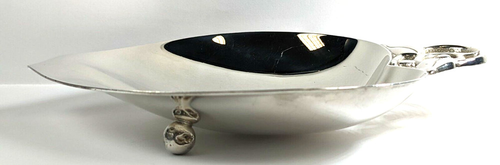 Tiffany & Co. Sterling Silver Candy Nut Apple Leaf 3 Footed Dish
