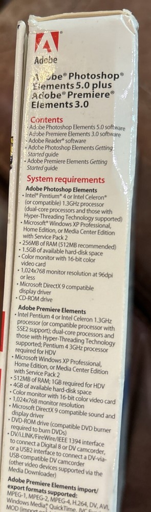 Adobe Photoshop Elements 5.0 & Premier Elements 3.0 New Sealed