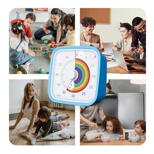 Visual Timer with Protective Case, Rainbow Disk 60 Minute Blue Rainbow