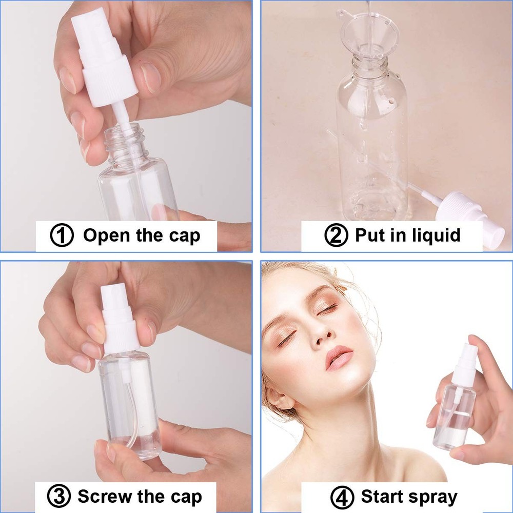 Spray Bottle, 1oz/30ml Small Plastic Fine Mist 6pack-30ml-plastic, clear