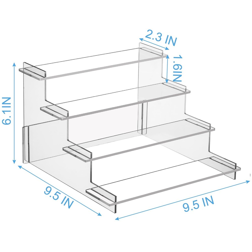 HENABLE 4 Tier Acrylic Display Risers, Perfume Organizer Stand, Transparency