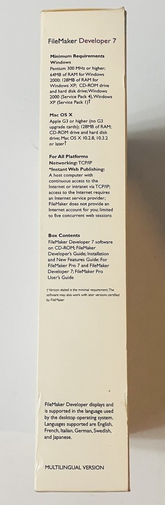 FileMaker Developer 7 Complete Box Mac PC CD Software w Manuals 2004