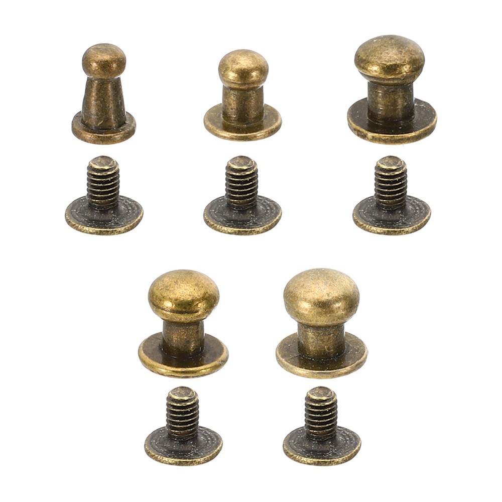 50 Sets Studs and Spikes Leather Rivets Cone Spikes Button Head Grey