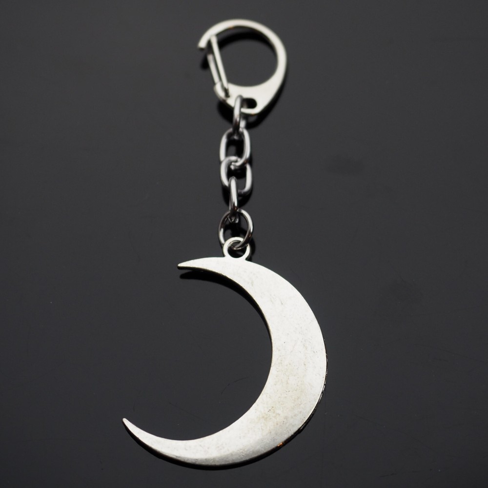 Crescent Moon Silver Pendant Keychain Gift Key Chain Cilp On Bag