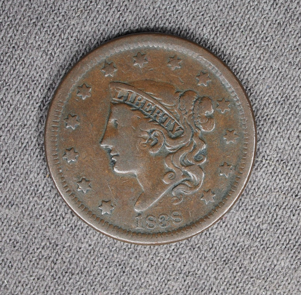 1838 Coronet Head Large Cent US mint copper coin 1c  #2