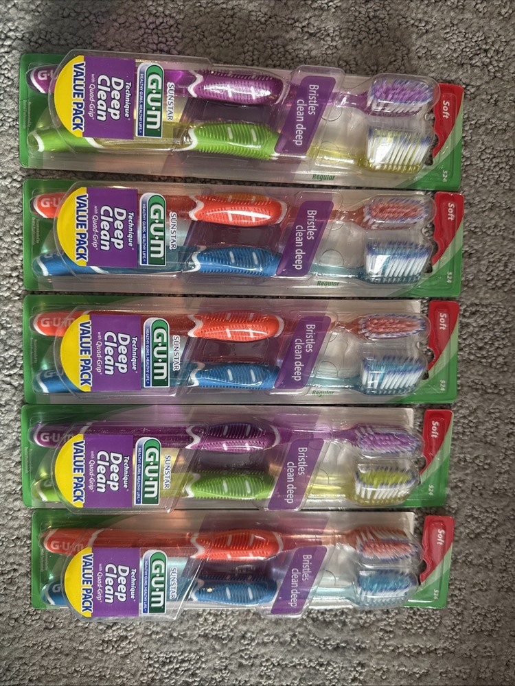 10 GUM Technique Deep Clean Soft Toothbrush - 524 |Full Sized | Multi Color New