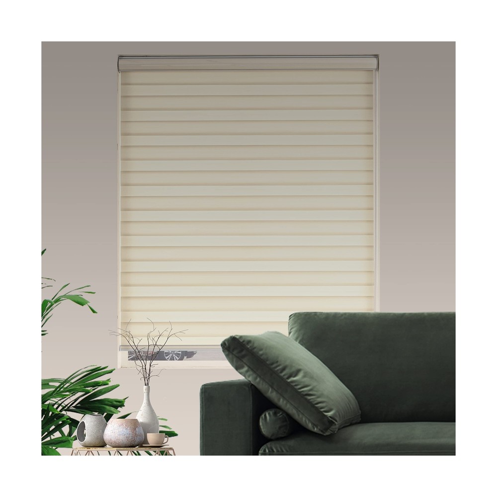 Window Blind Dual Layer Polyester Zebra Roller Light Filtering Sheer Shades W...