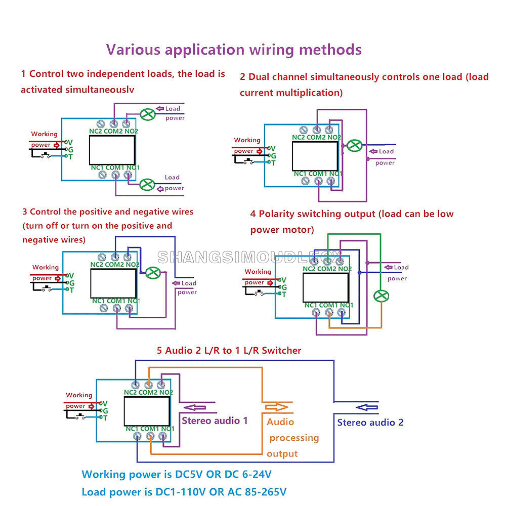 DC 5V 6-24V Double Pole Double Throw DPDT Self-Locking Bistable Relay Module-