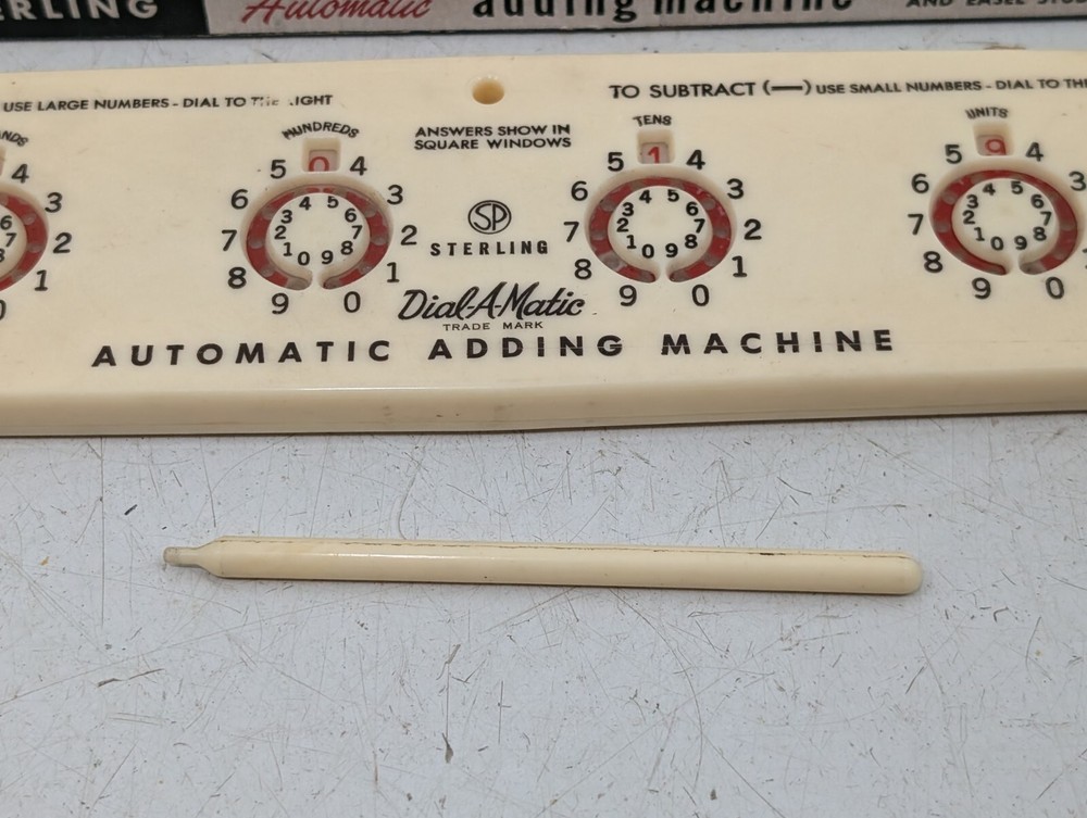 Vintage STERLING Automatic Adding Machine Original Box Math Tool Add-it Car Gift