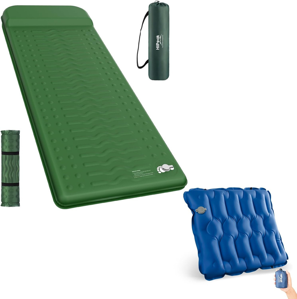 Compact Memory Sleeping Pad and Inflatable Seat Cushion