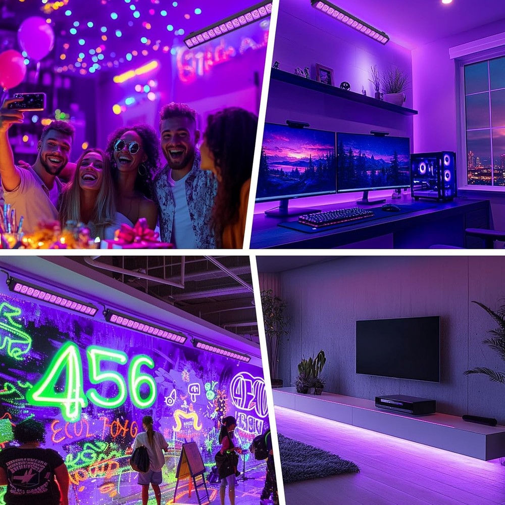 48W LED Black Light Bar Blacklight Bars with Plug and 1P, With Remote