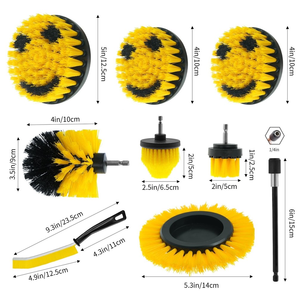 10 Pack Drill Brush Attachment Set, Drill Scrubber Brush Kit, Drill Cleaning ...