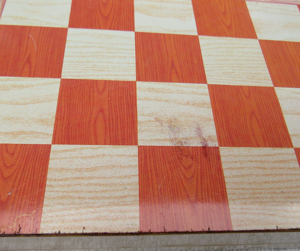 Vintage Folding Red/White Chess & Backgammon Magnetic Board-10.75" x 11"