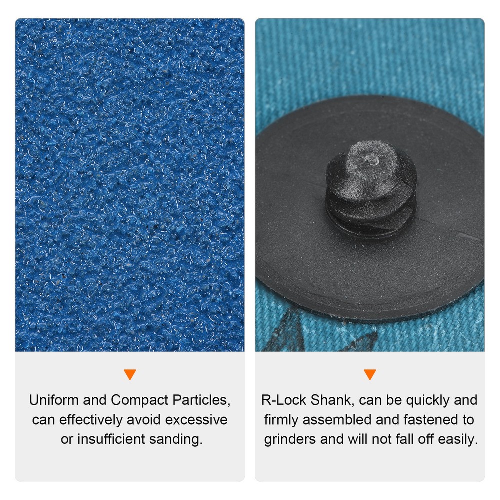 25pcs 2" 80 Grit Quick Change R-Type Sanding Discs Zirconia Blue