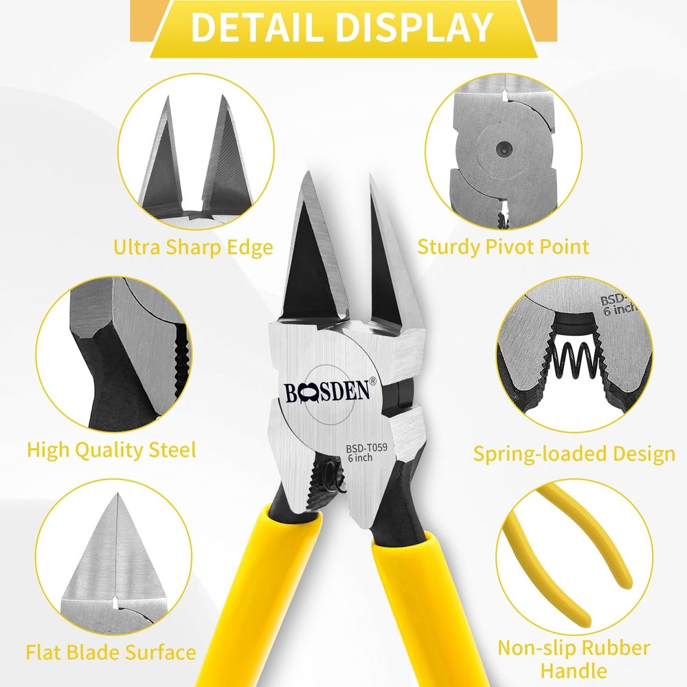 Precision Wire Cutters 6 Inch Diagonal Cutting Pliers Hand Tool Set 5 Pack