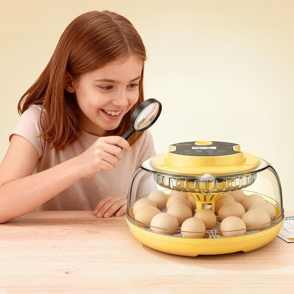 18 Egg Incubator, Automatic Egg Turner with LED Candler, Temperature & Humidi...