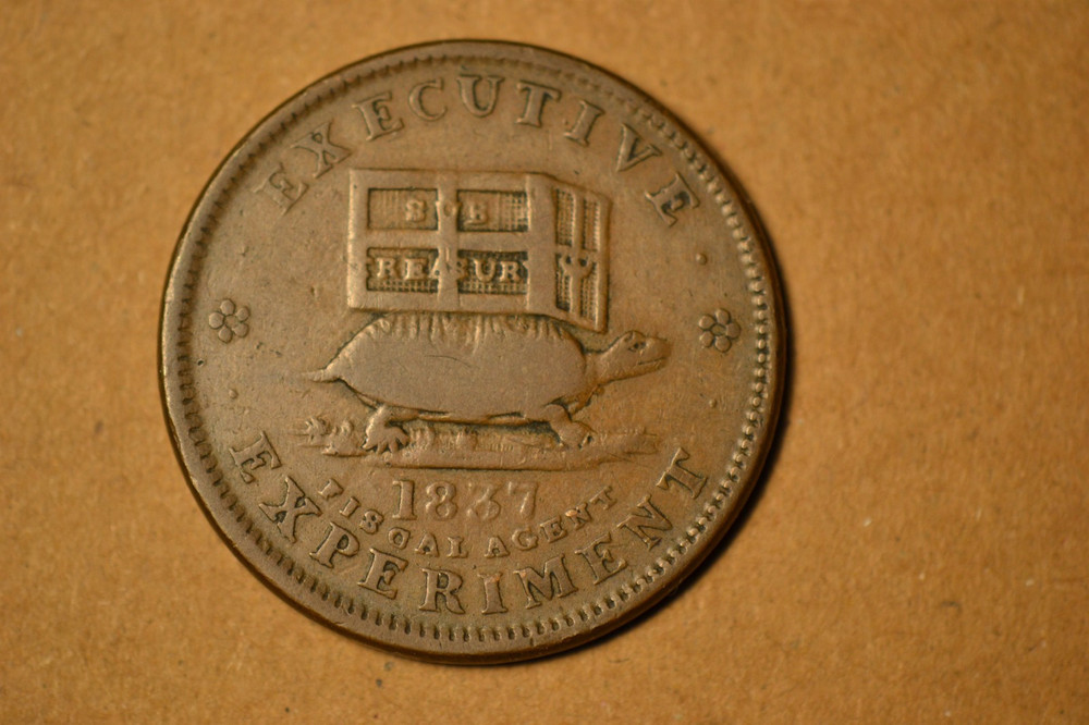 1837 Hard Times Token- Executive Experiment- Chocolate Brown Very Fine.