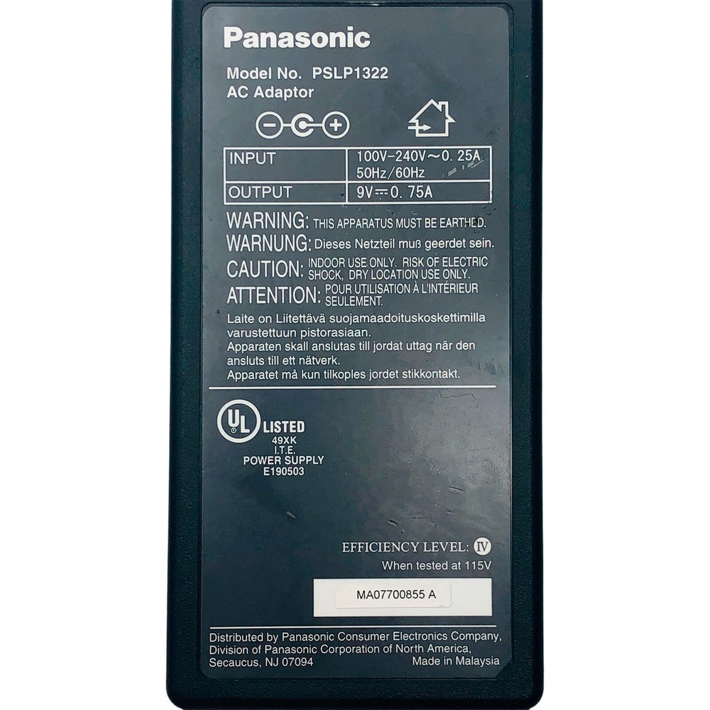 Genuine Panasonic 9V AC/DC Power Adapter for KX-TVM50 Voice Processing System
