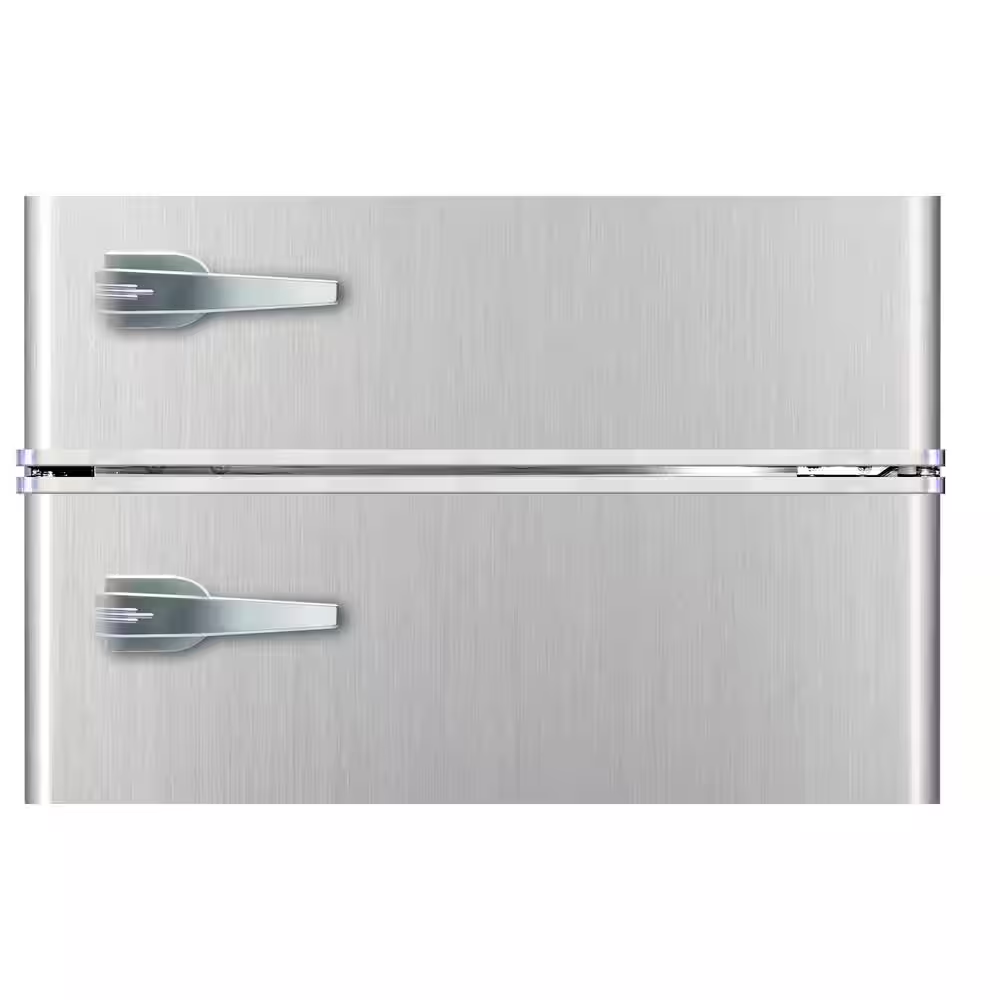 3.2Cu-ft Platinum 2-Door Interior Light Retro Mini Refrigerator With Top Freezer