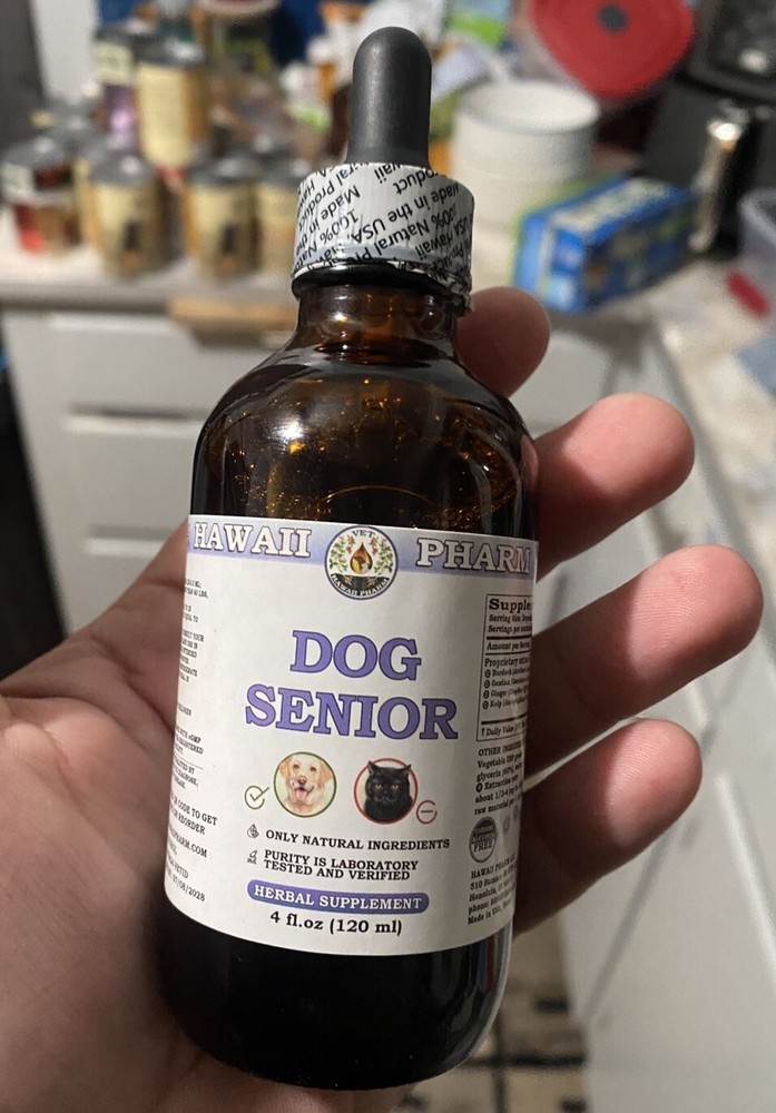 Hawaiipharm Dog Senior Support  - 4oz Open, Full Bottle