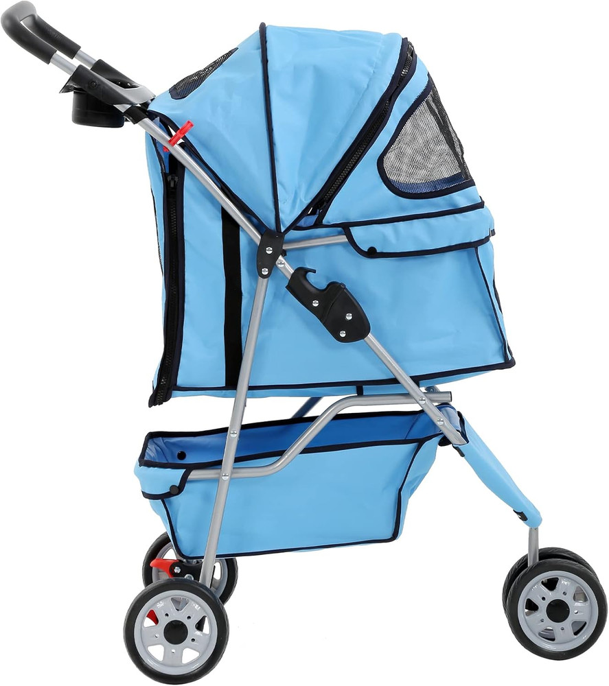 3-Wheel Pet Stroller, Lightweight Foldable Dog Stroller for Small Medium Dogs &