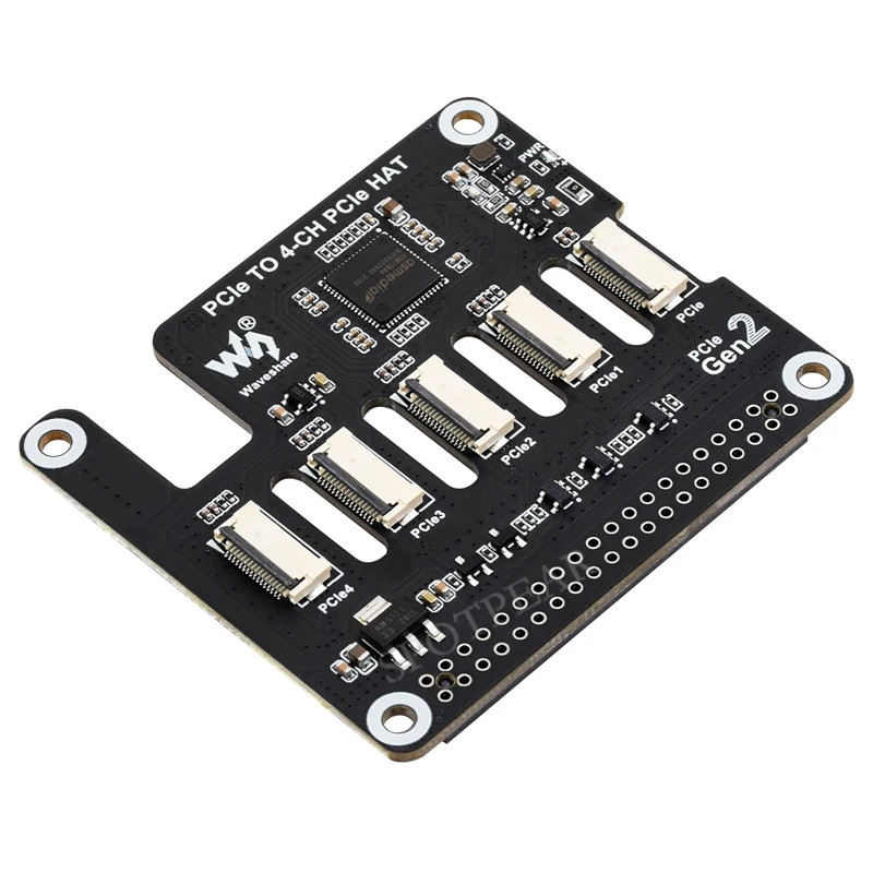 PCIe to 4-CH PCIe FFC HAT Board For Raspberry Pi 5