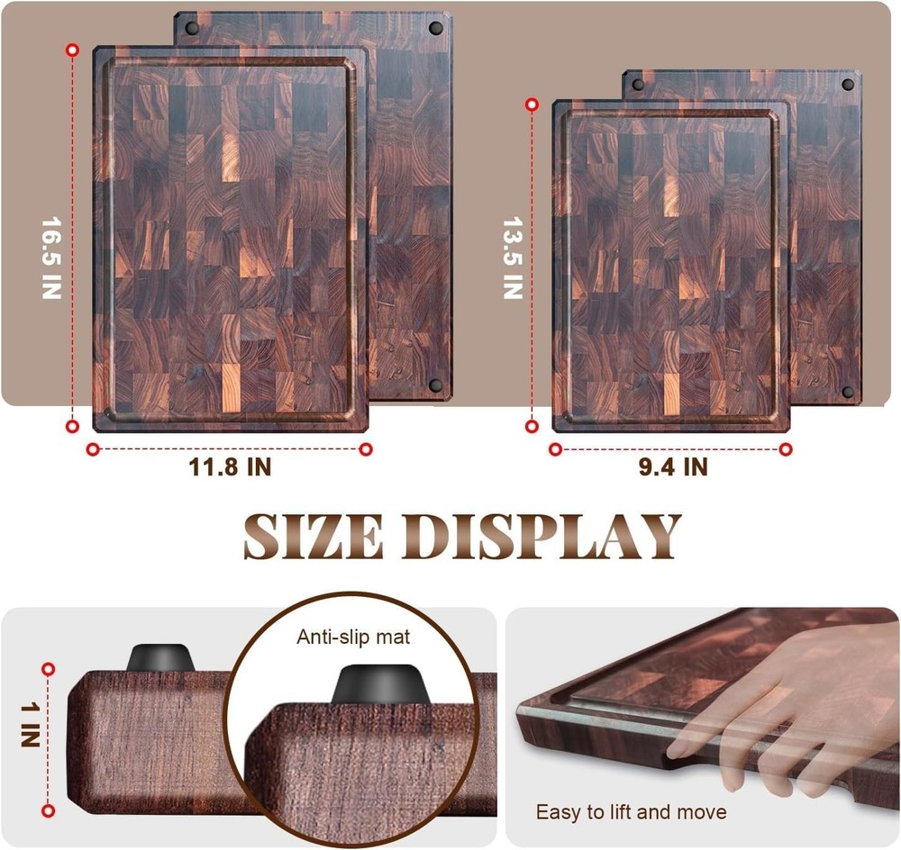 Large Black Walnut Cutting Board Premium Walnut Chopping Board for Kitchen with