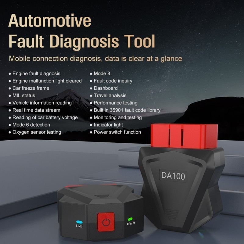 DA100 OBD Car Bluetooth BT5.4 Scanner Fault Code Reader Clear AI Diagnostic Tool
