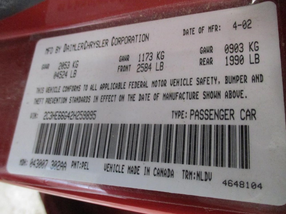 Used Headrest fits: 2002 Chrysler 300m Grade A