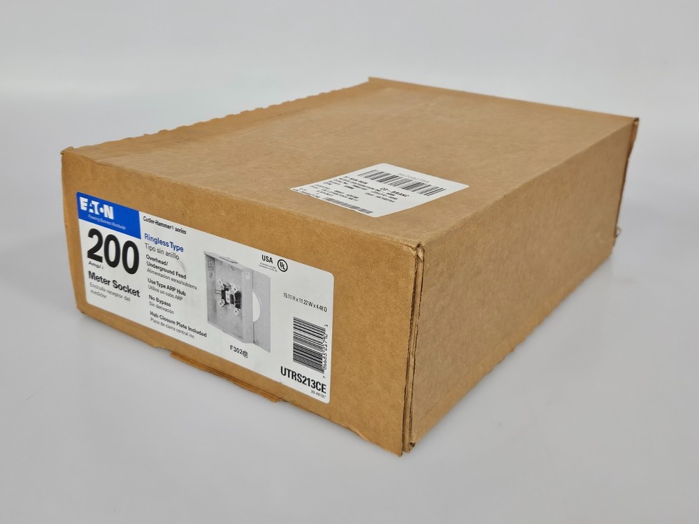 Eaton 200 Amp Meter Socket Ringless Over/Underground Feed UTRS213CE