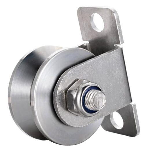 Cable Pulley 48MM Wheel Wall Mount, Bearings Inside, Stainless 1 Nut-V Type
