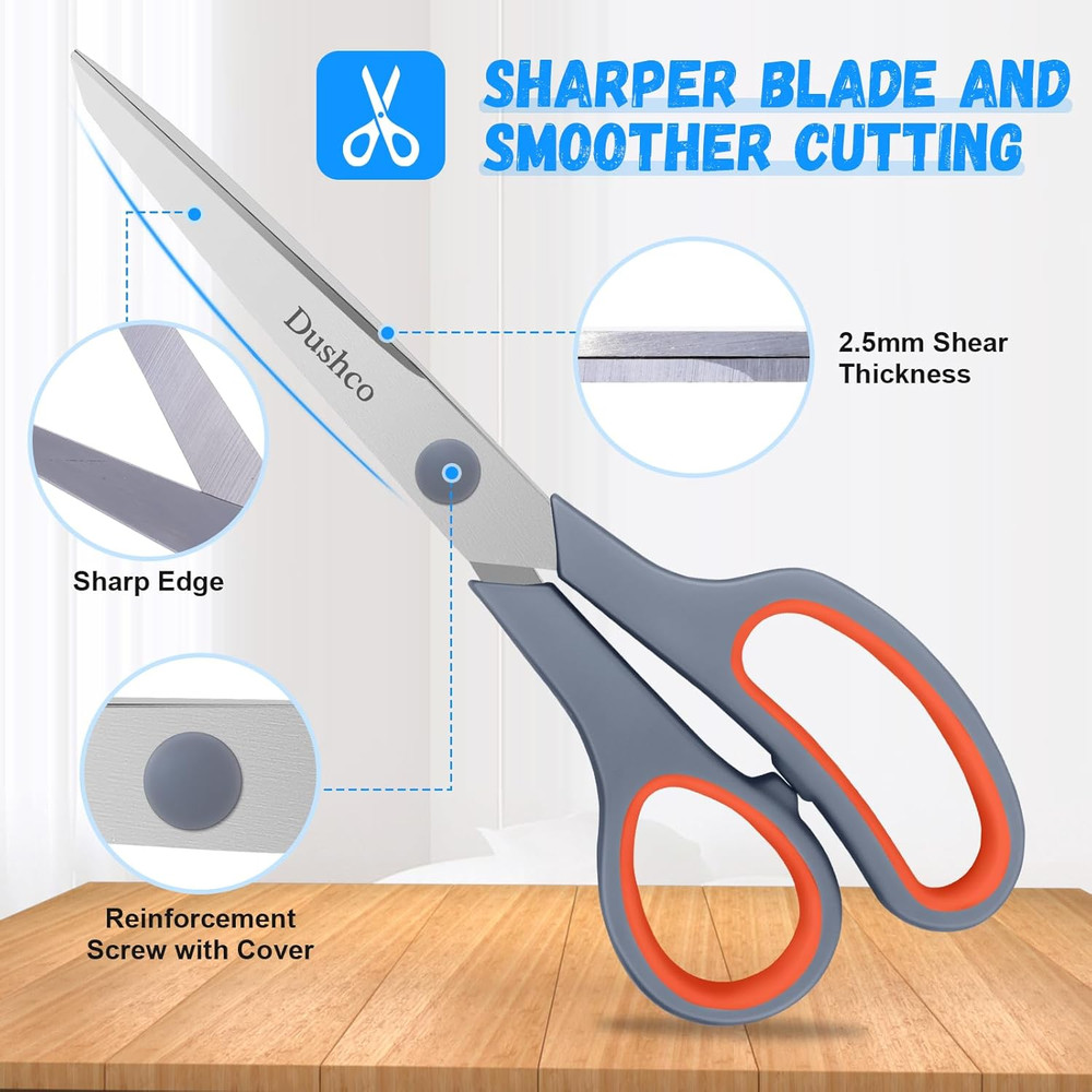 Scissors, 8.5 Inch Multipurpose Scissors Bulk Set of 3 Pack, Ultra Sharp 2.5Mm