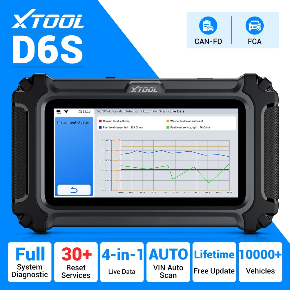 XTOOL D6S OBD2 Scanner Full System Diagnostic Code Reader Scan Tool 30+ Function