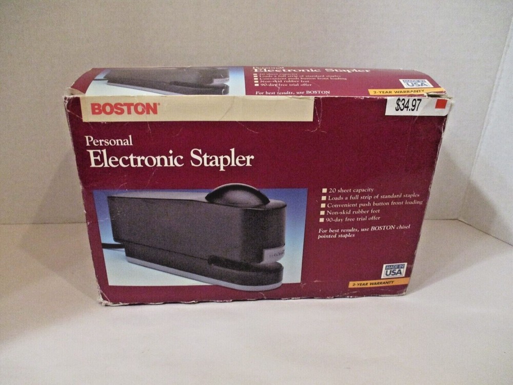 BOSTON Personal Electronic Stapler 20 Sheet Capacity Model 73101 Black in Box
