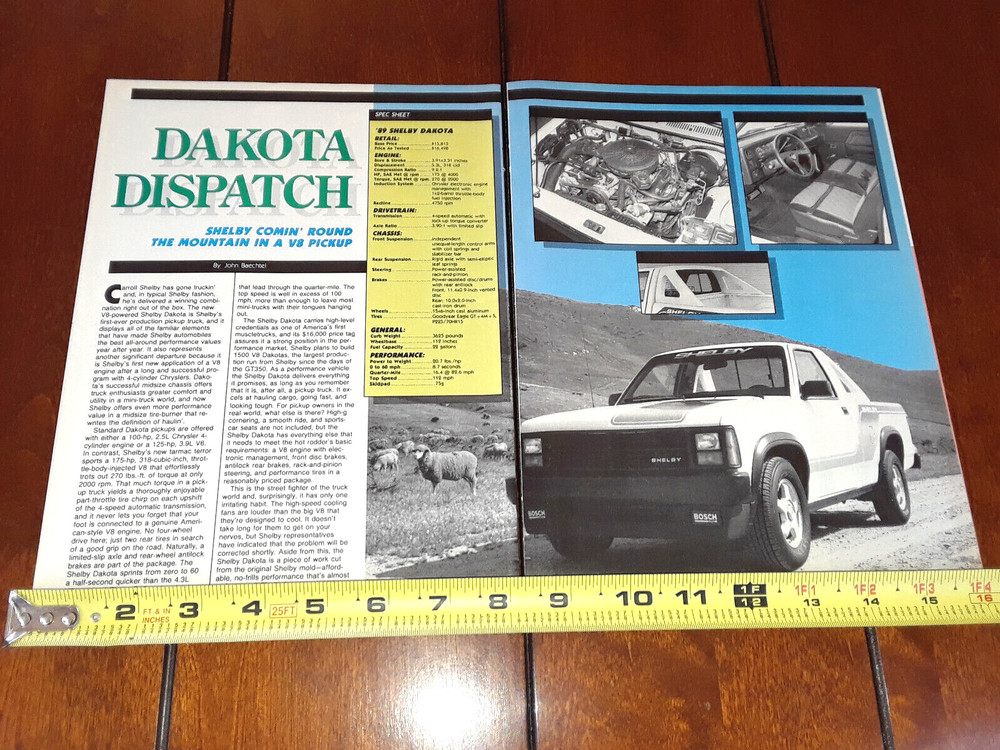 1989 SHELBY DODGE DAKOTA ORIGINAL ARTICLE