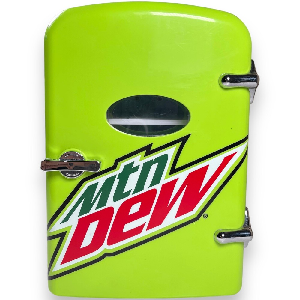 Mountain Dew MIS134MD-B Mini Portable Compact Personal Fridge Cooler 6 Can Cap