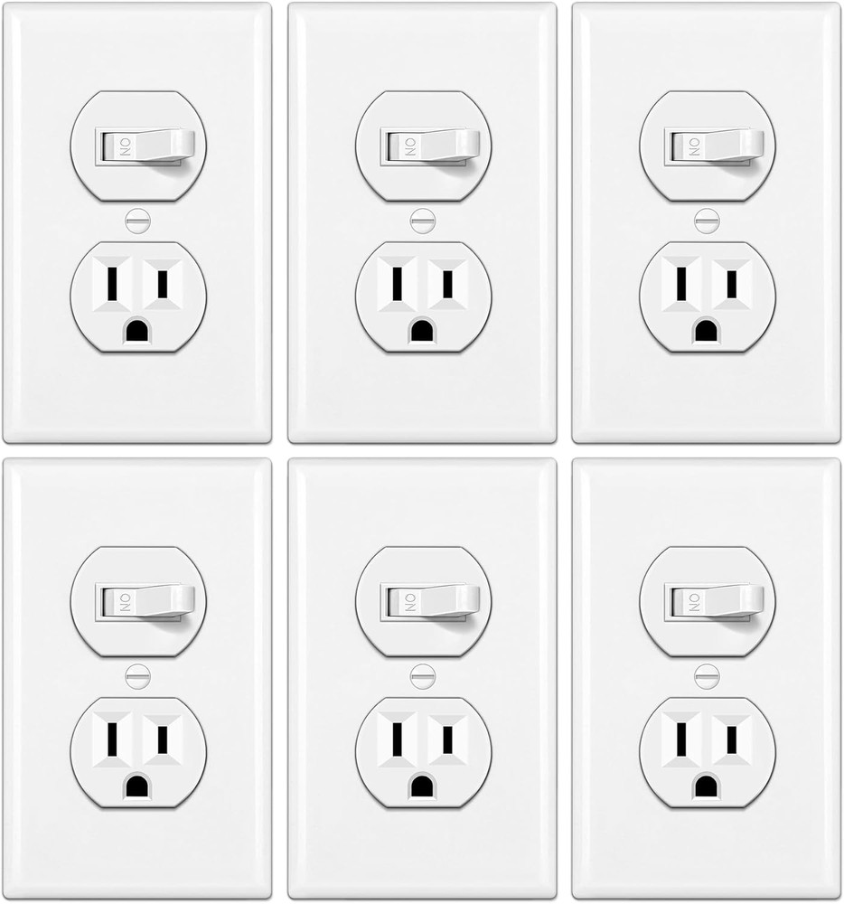 6 Pack Combination Toggle Light Switch and Duplex Receptacle Outlet ...