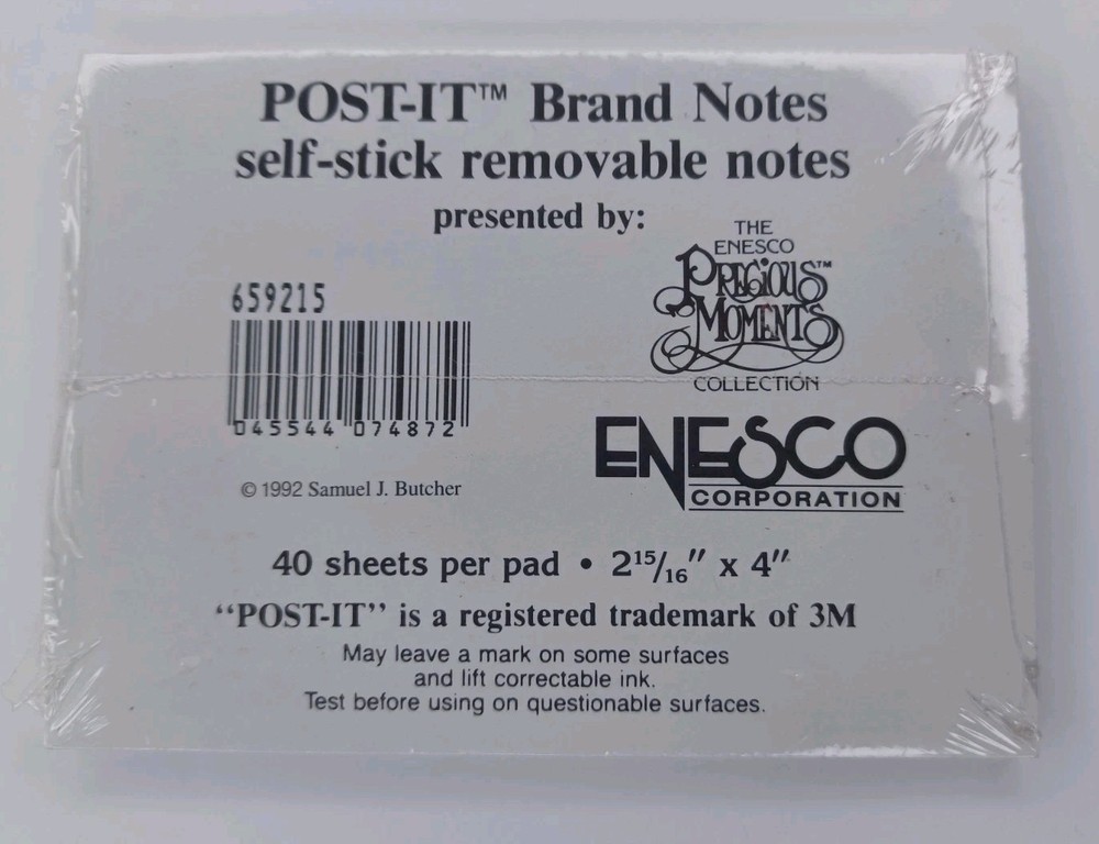 Precious Moments Enesco Post-It Brand Removable Notes Note Pad