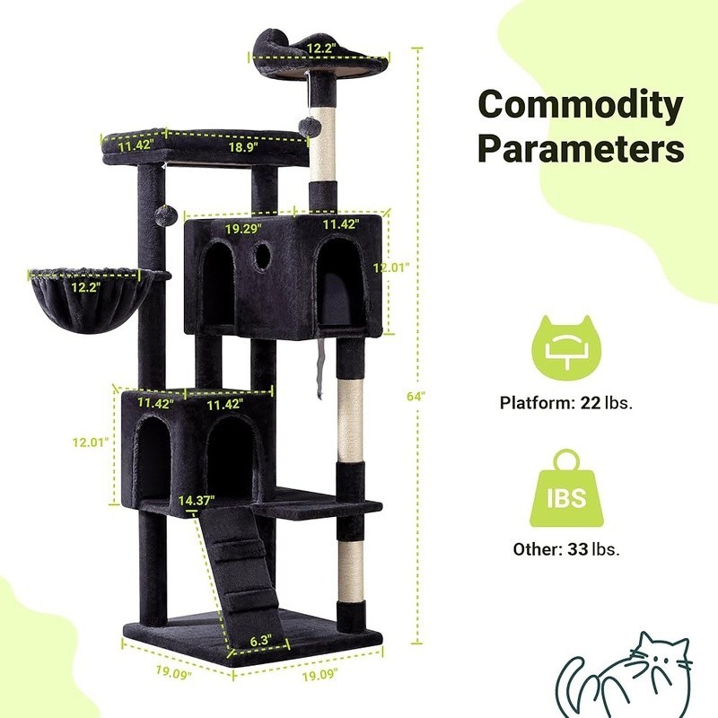 Multifunctional Cat Tree Activity Center W/ Cozy Condos & Scratching Posts New