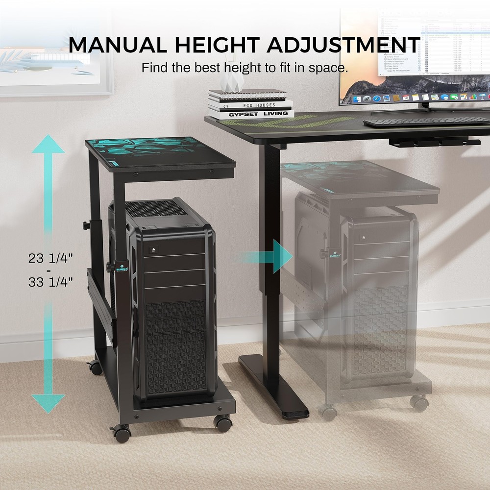 EUREKA ERGONOMIC Height Adjustable Computer Tower Stand, 2-Tier ATX-Case CPU ...