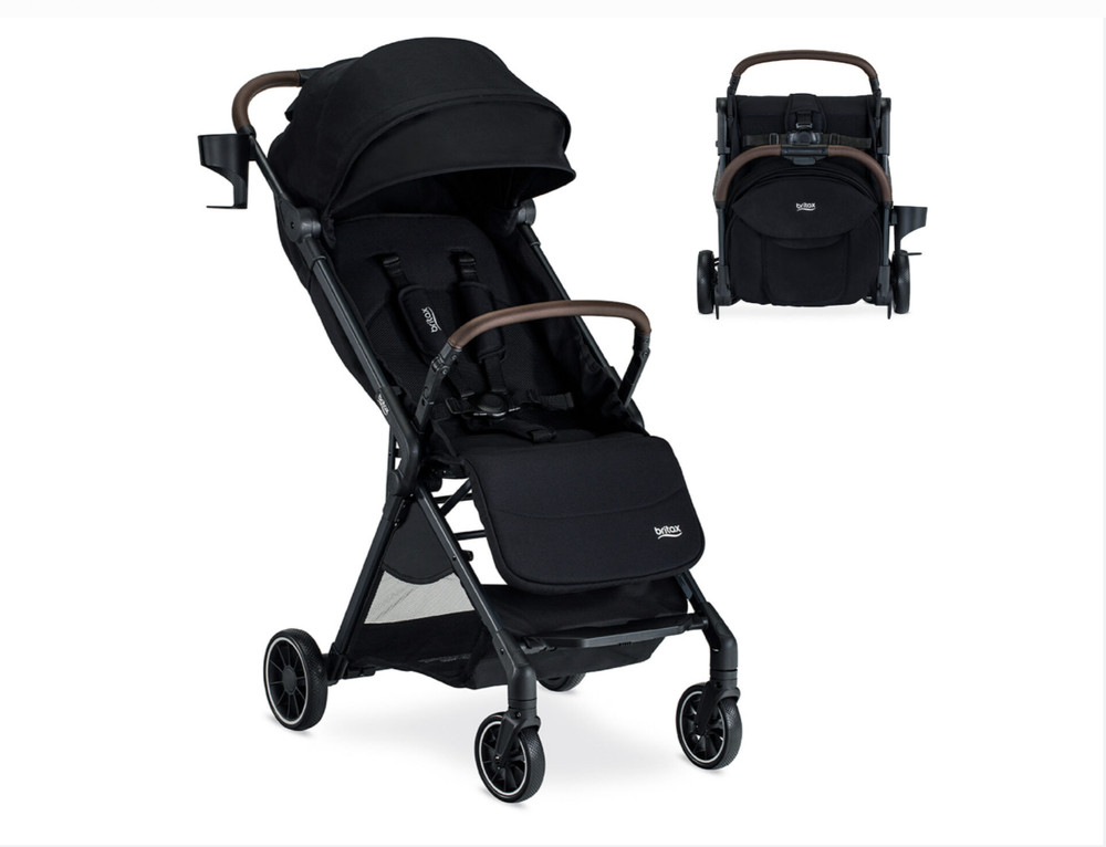 New Britax Juniper Compact Stroller FastPack RapidFold Cup Holder Raven Black