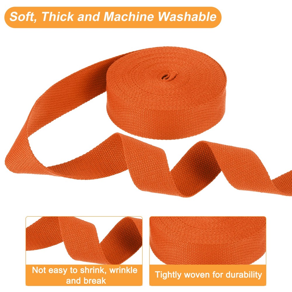 Cotton Webbing 1.5 Inch 11 Yard Polyester Cotton Webbing Strap, Orange